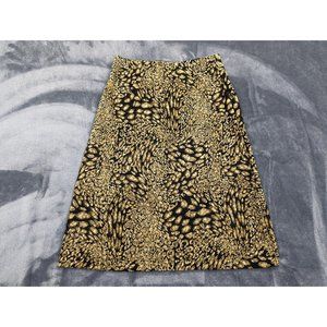 90s Notations Knee Length Pull On Skirt Womens S Animal Print Sparkle Sequin Tan